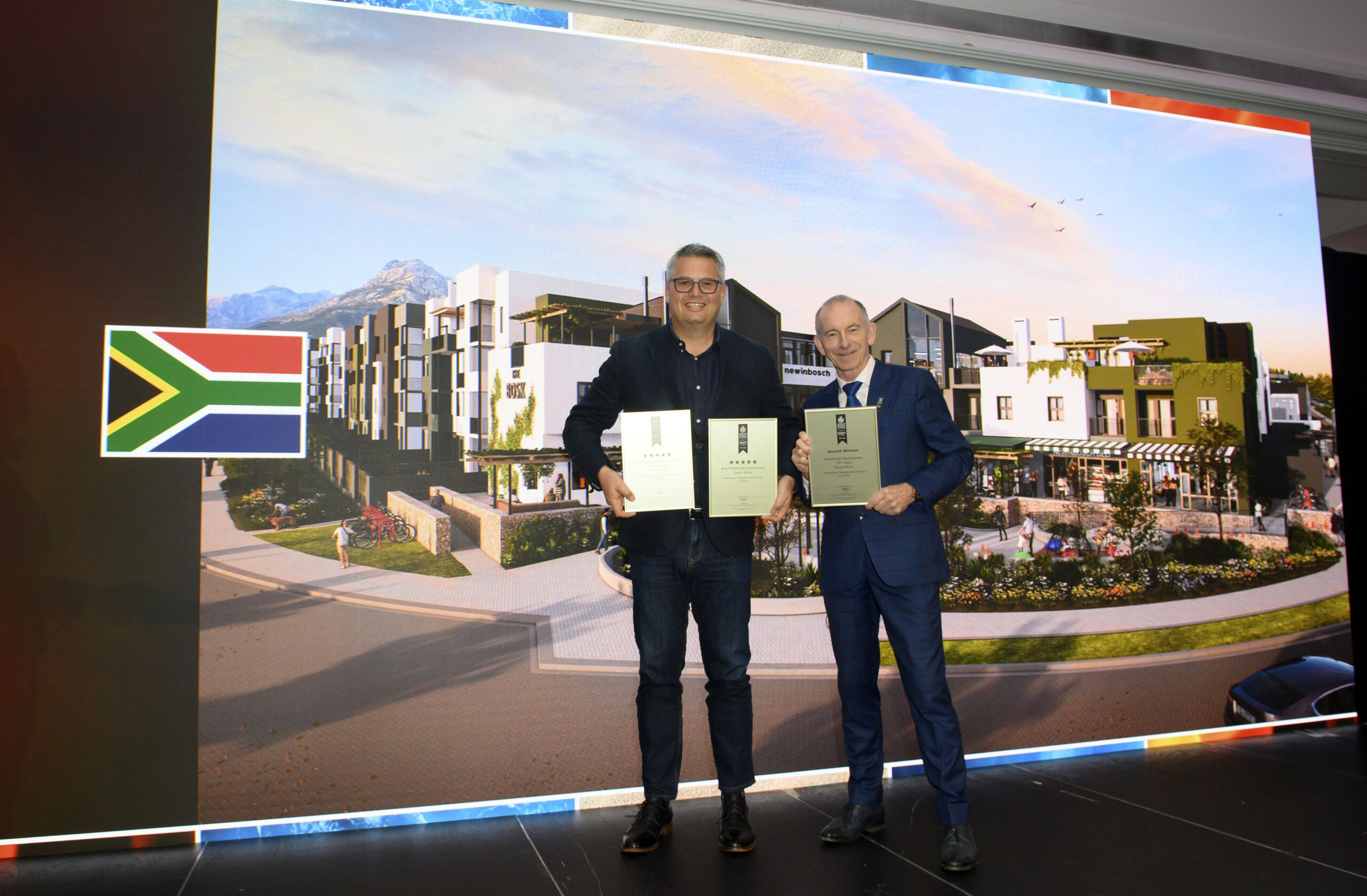 Harold Spies receiving the award for Newinbosch at the London hosted awards evening